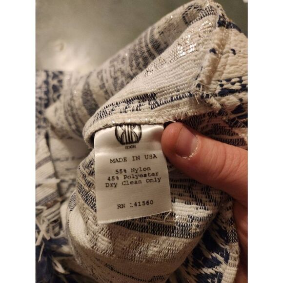 Koch blue&white fringe patterned skirt sz Small Koch blue&white fringe patterned - Picture 3 of 3